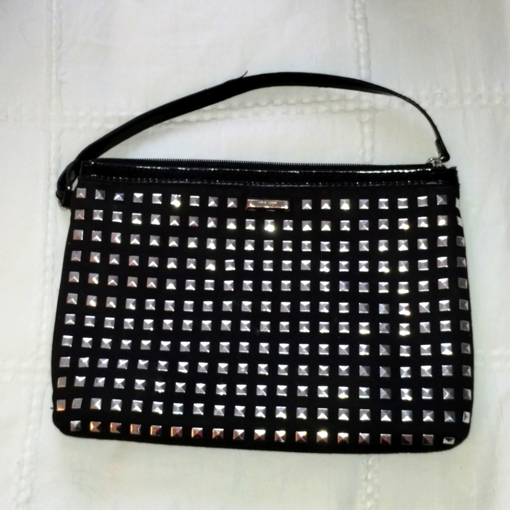 NINE WEST BAG Clutch Studded Rocker Punk Black Evening Bag
